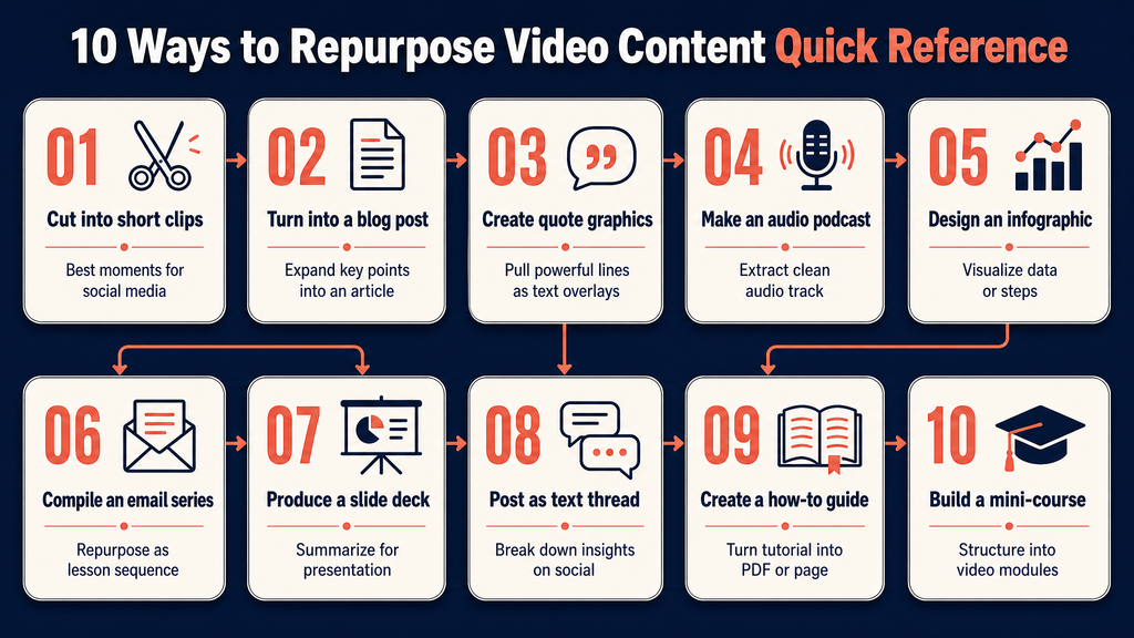 10 Ways to Repurpose Video Content Quick Reference