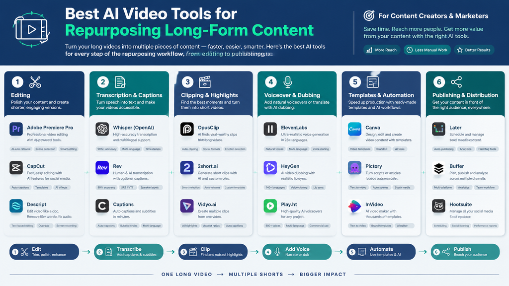 Best AI Video Tools for Repurposing Long Form Content