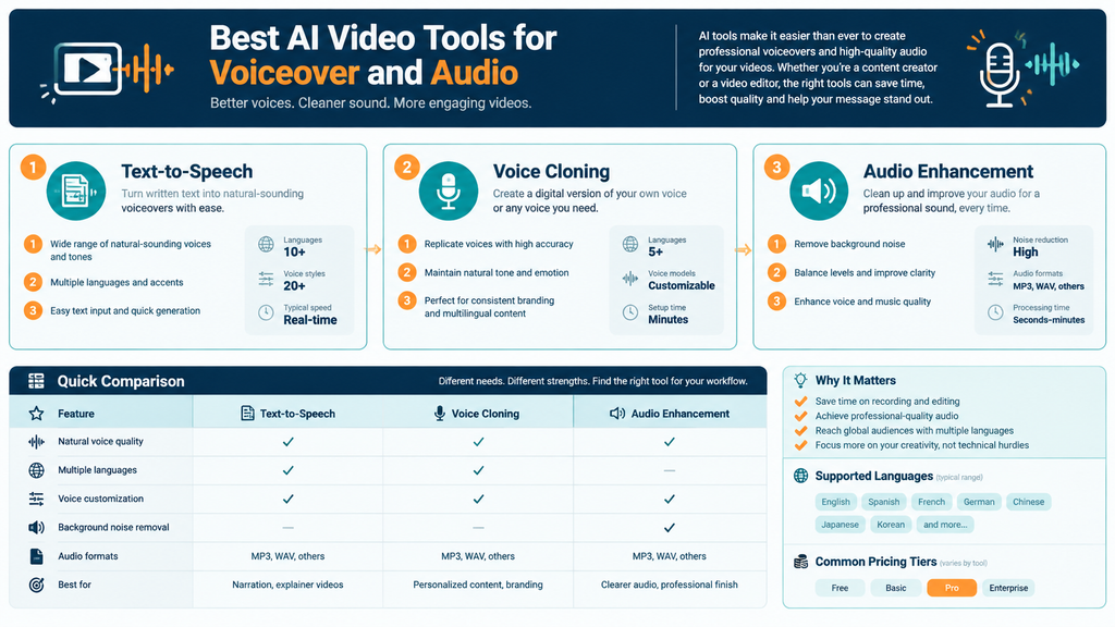 Best AI Video Tools for Voiceover and Audio