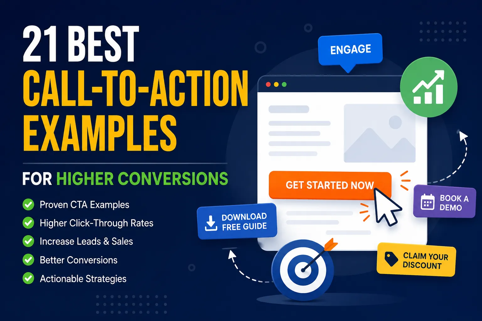 CTA button examples and website conversion optimization featured image for higher conversions