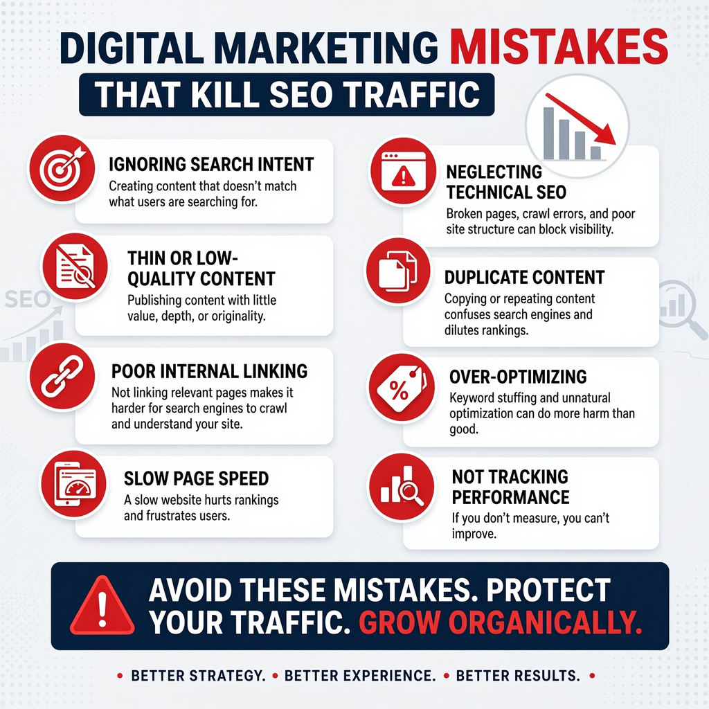 Digital Marketing Mistakes That Kill SEO Traffic