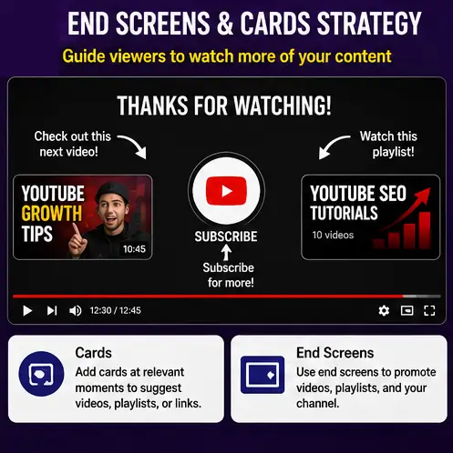End Screens and Cards Strategy Infographic