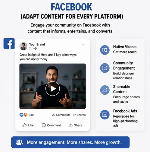 Facebook video content repurposing for audience engagement and brand growth