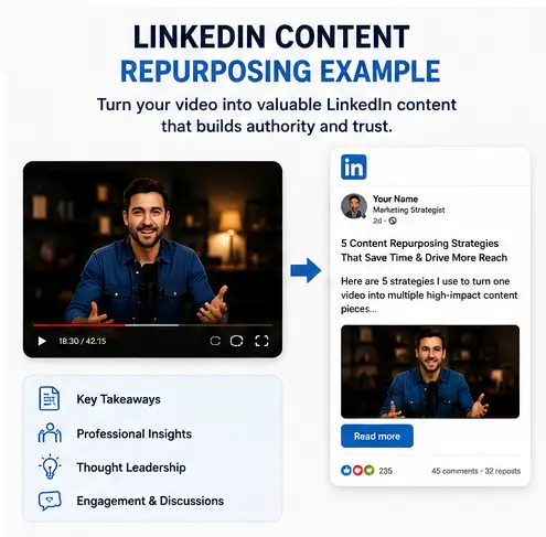 LinkedIn content repurposing example from video marketing content