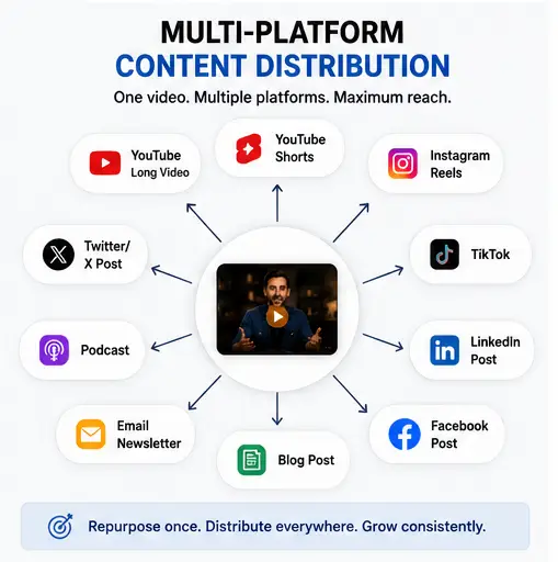 Multi platform content distribution from one video across social media channels