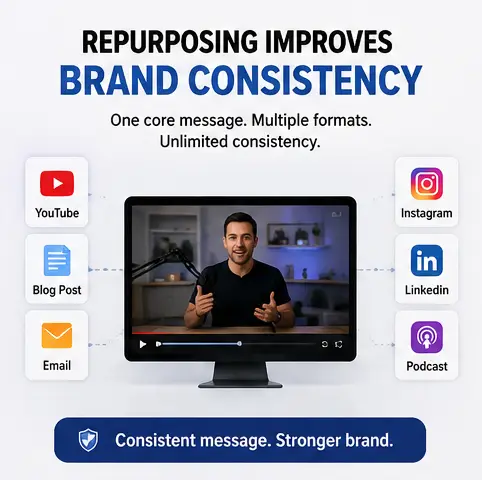Repurposing improves brand consistency across multiple content platforms