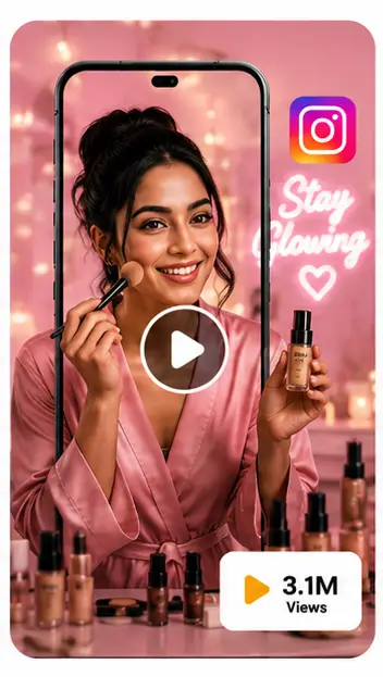 Tasknestly viral video services PureGlow Cosmetics beauty cosmetics project
