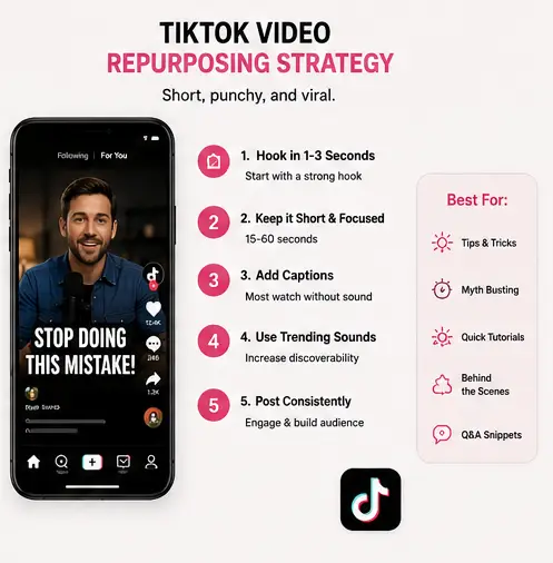TikTok video repurposing strategy for viral short form content