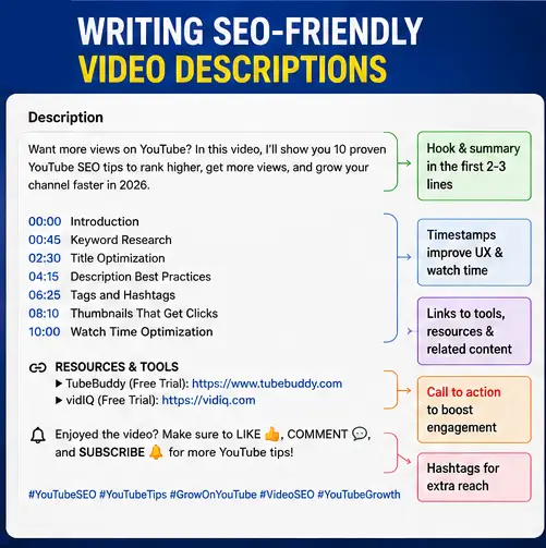 Writing SEO Friendly Video Descriptions Infographic