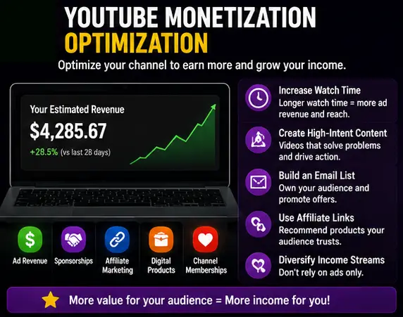 YouTube Monetization Optimization Infographic