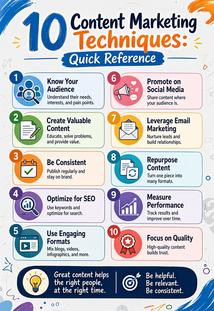 10 Content Marketing Techniques Quick Reference