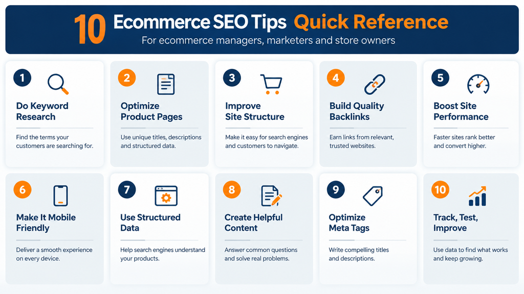 10 Ecommerce SEO Tips Quick Reference 2