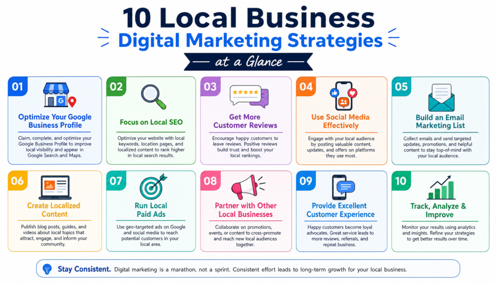 10 Local Business Digital Marketing Strategies at a Glance