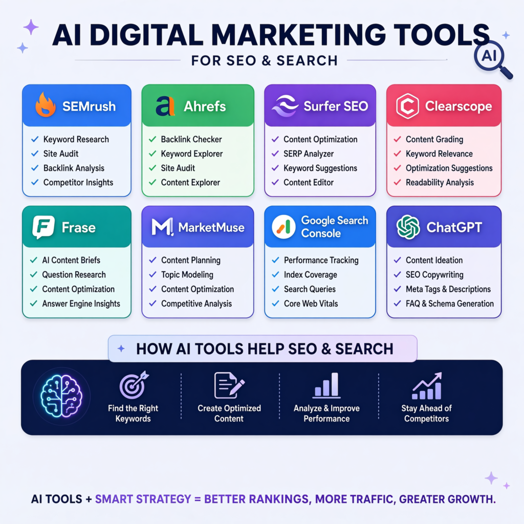 AI Digital Marketing Tools for SEO and Search