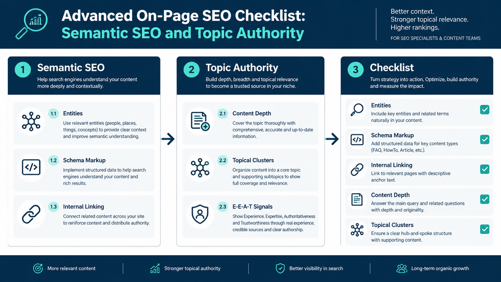 Advanced On Page SEO Checklist Semantic SEO and Topic Authority