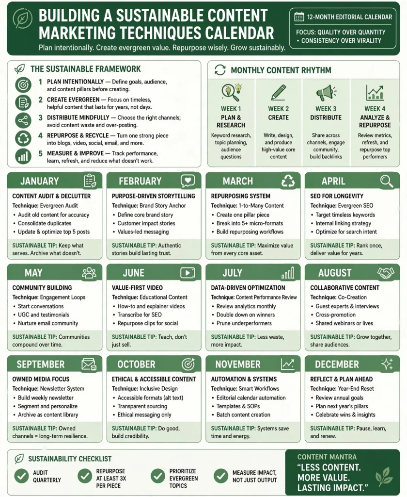 Building a Sustainable Content Marketing Techniques Calendar