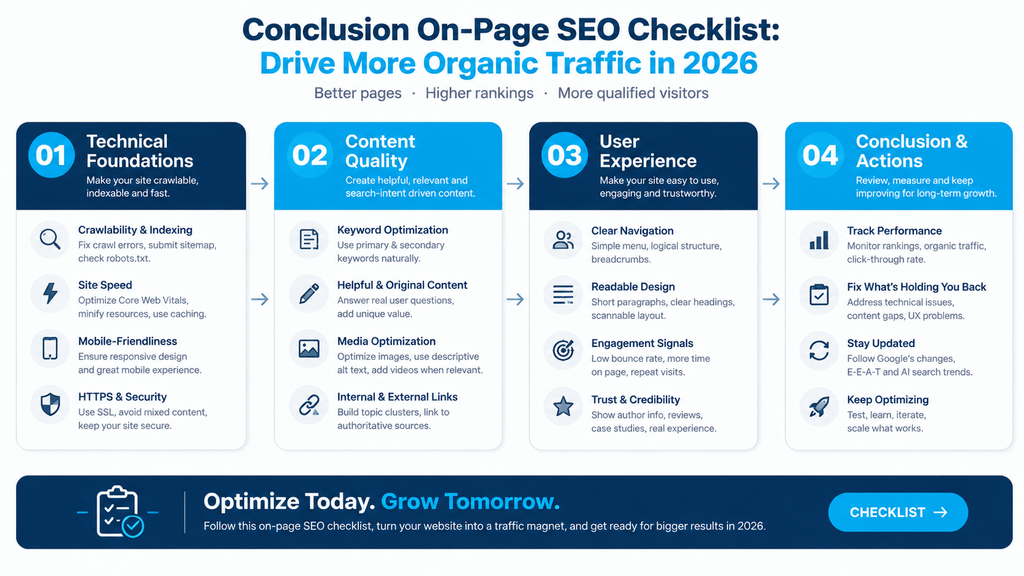 Conclusion On Page SEO Checklist Drive More Organic Traffic in 2026