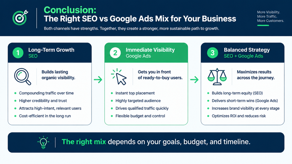 Conclusion The Right SEO vs Google Ads Mix for Your Business