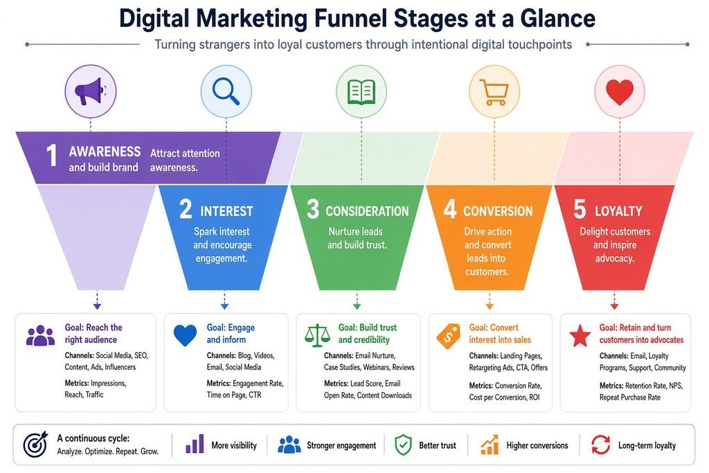 Digital Marketing Funnel Stages at a Glance