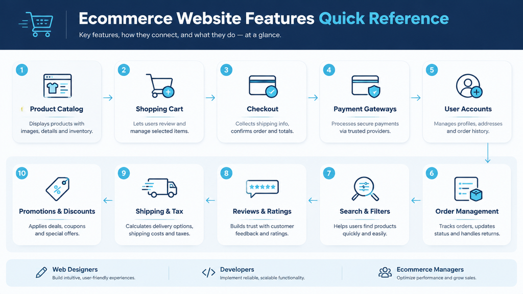 Ecommerce Website Features Quick Reference