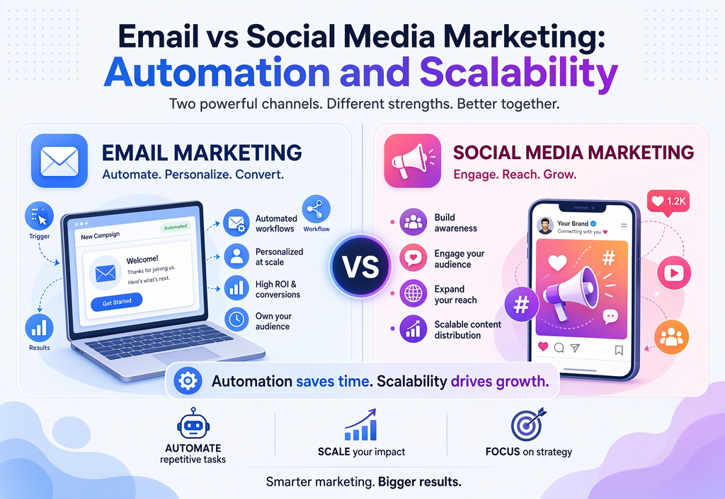 Email vs Social Media Marketing Automation and Scalability