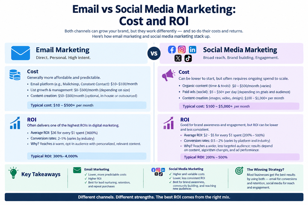 Email vs Social Media Marketing Cost and ROI