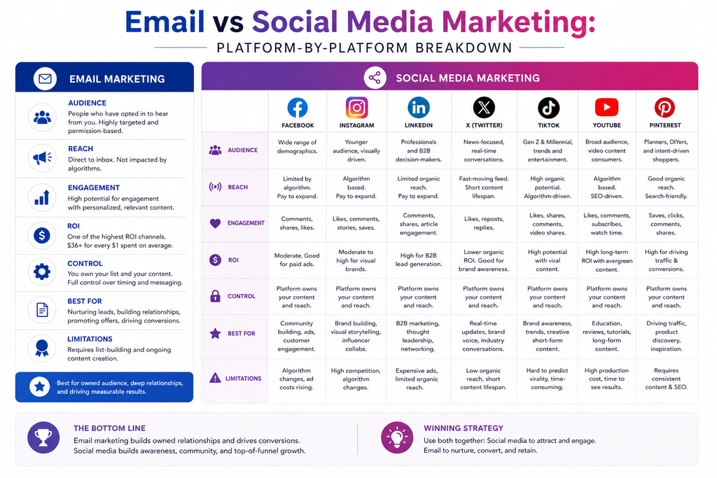 Email vs Social Media Marketing Platform by Platform Breakdown