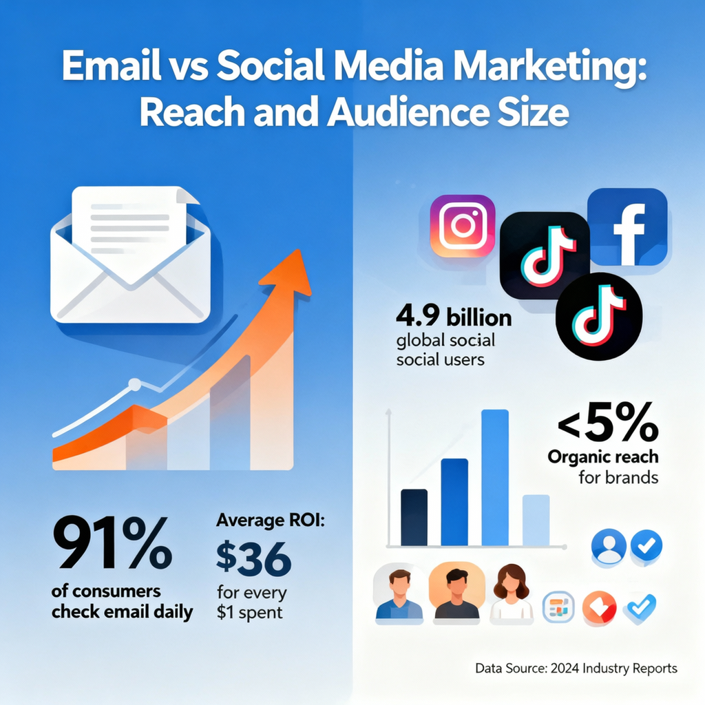 Email vs Social Media Marketing Reach and Audience Size