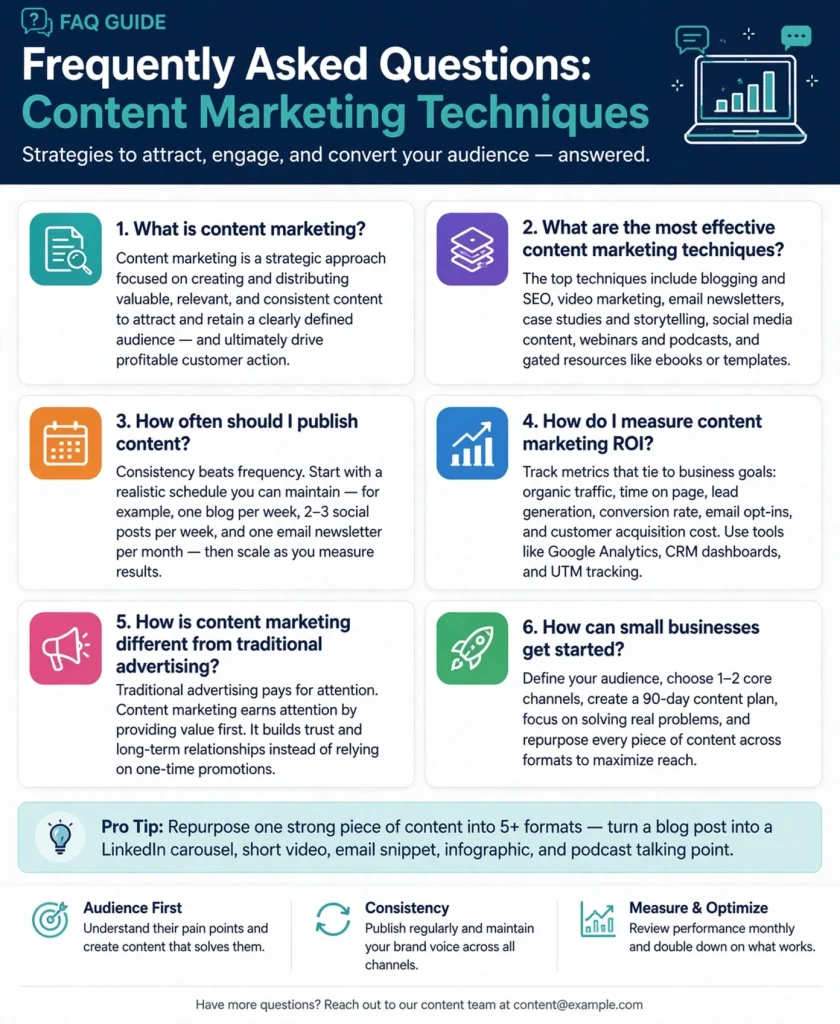 Frequently Asked Questions Content Marketing Techniques