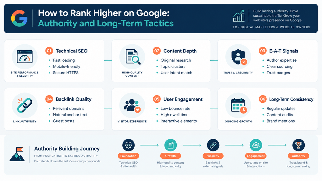 How to Rank Higher on Google Authority and Long Term Tactics