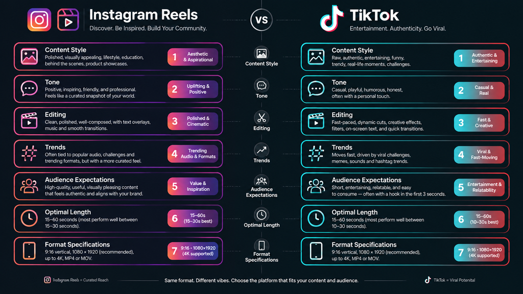 Instagram Reels vs TikTok Content Style and Format
