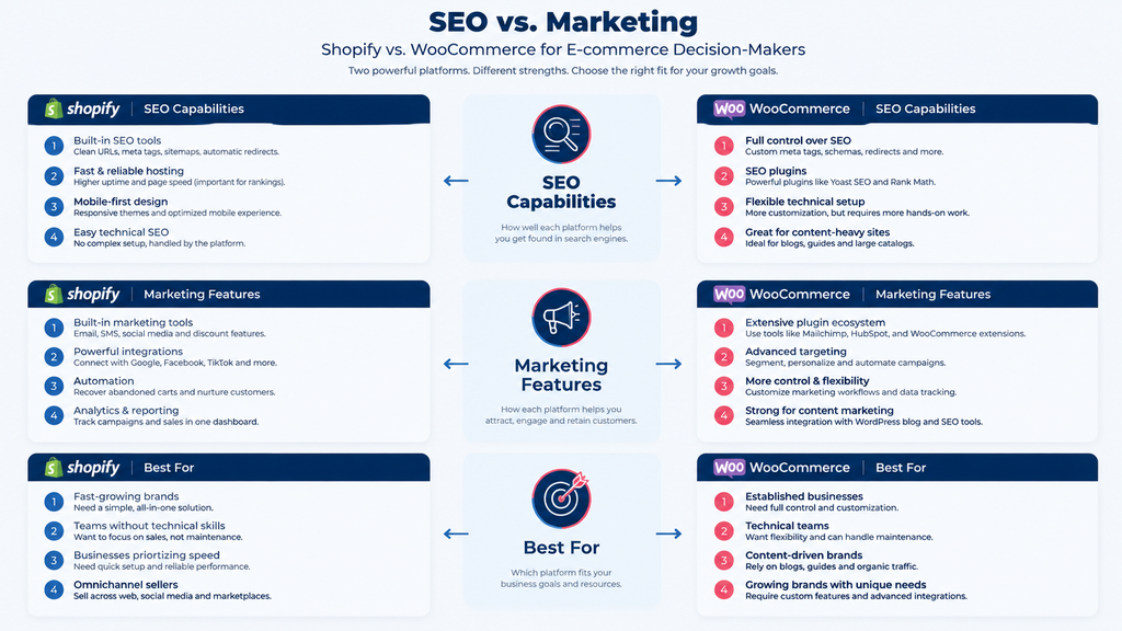 Shopify vs WooCommerce SEO and Marketing
