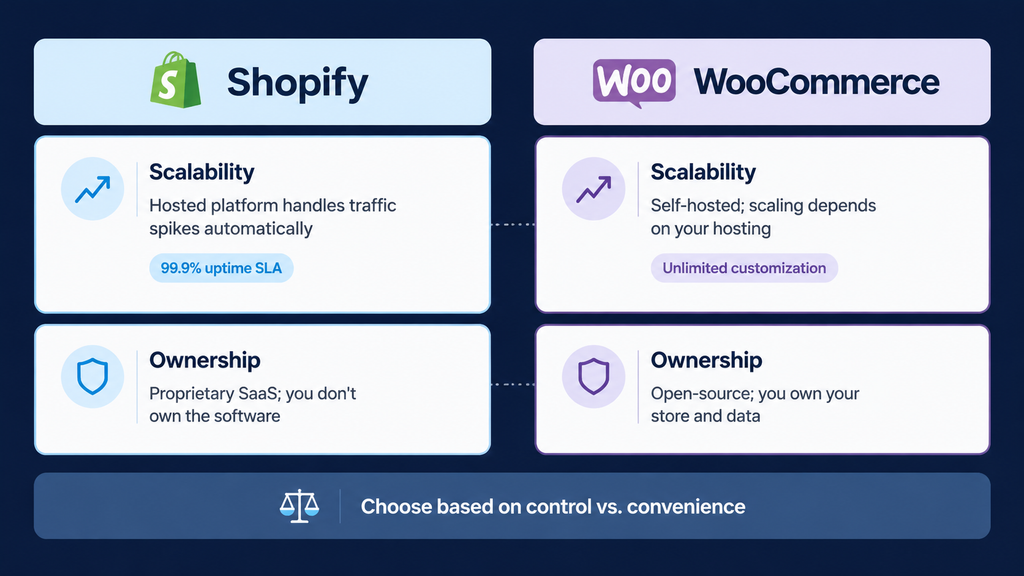 Shopify vs WooCommerce Scalability and Ownership