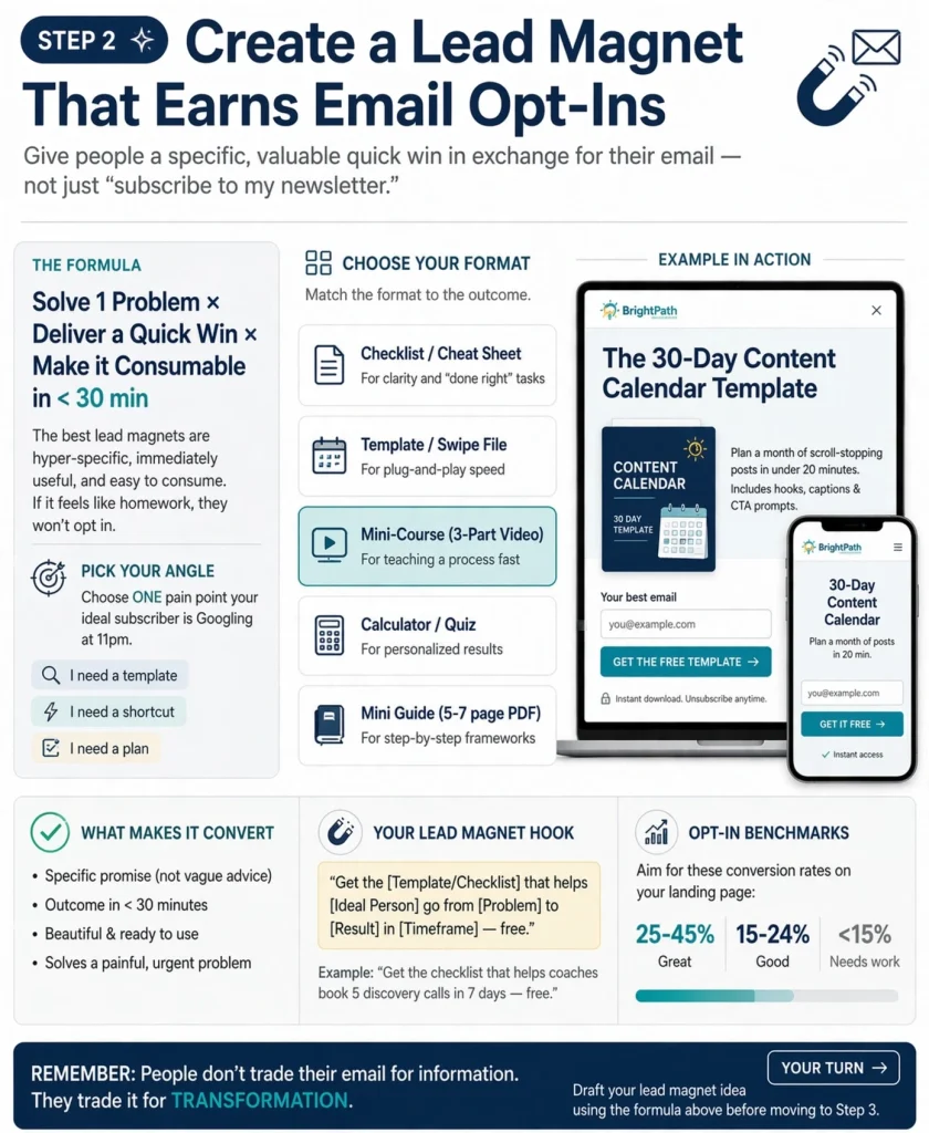 Step 2 Create a Lead Magnet That Earns Email Opt Ins