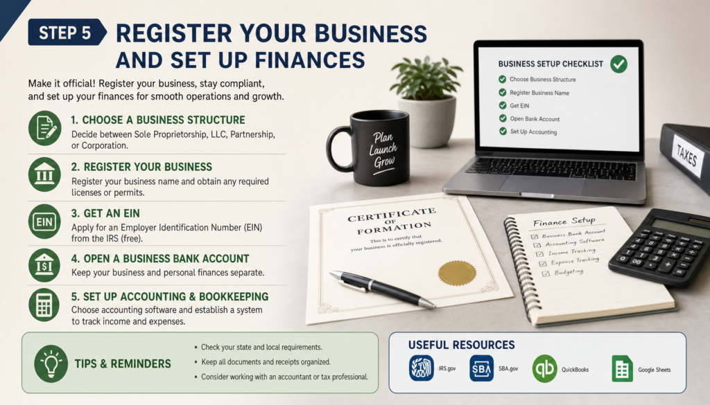 Step 5 Register Your Business and Set Up Finances