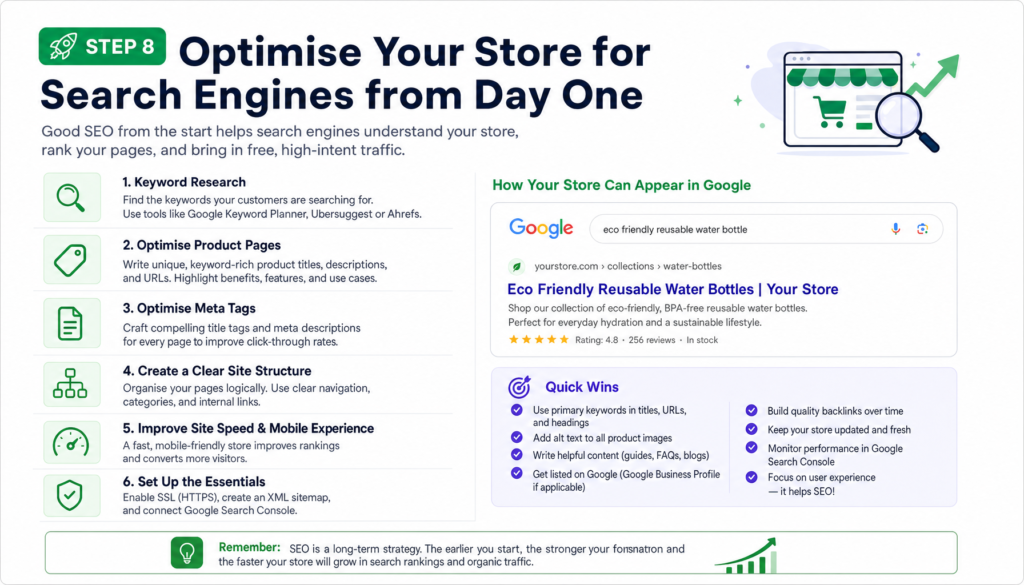 Step 8 Optimise Your Store for Search Engines from Day One