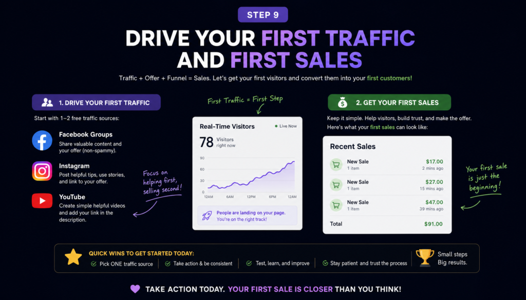 Step 9 Drive Your First Traffic and First Sales