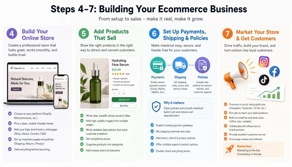 Steps 4–7 Building Your Ecommerce Business
