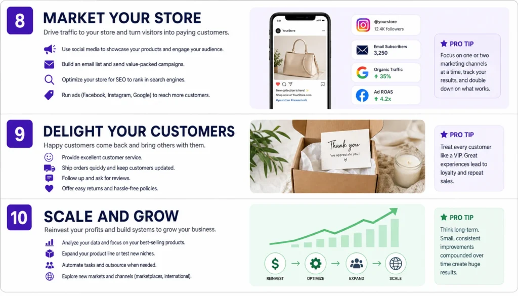 Steps 8–10 Growing Your Ecommerce Business
