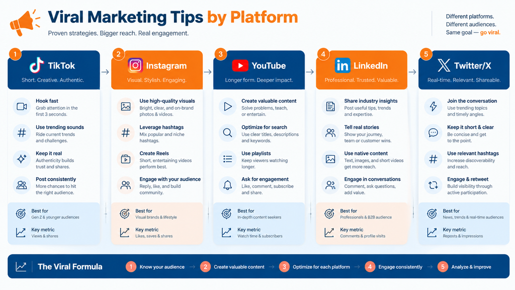 Viral Marketing Tips by Platform